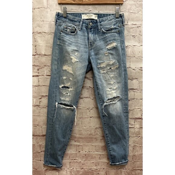 Abercrombie & Fitch Denim - Abercrombie & Fitch Womens Skinny Jeans  0/25 Distressed Destroyed (28 x 27.5)